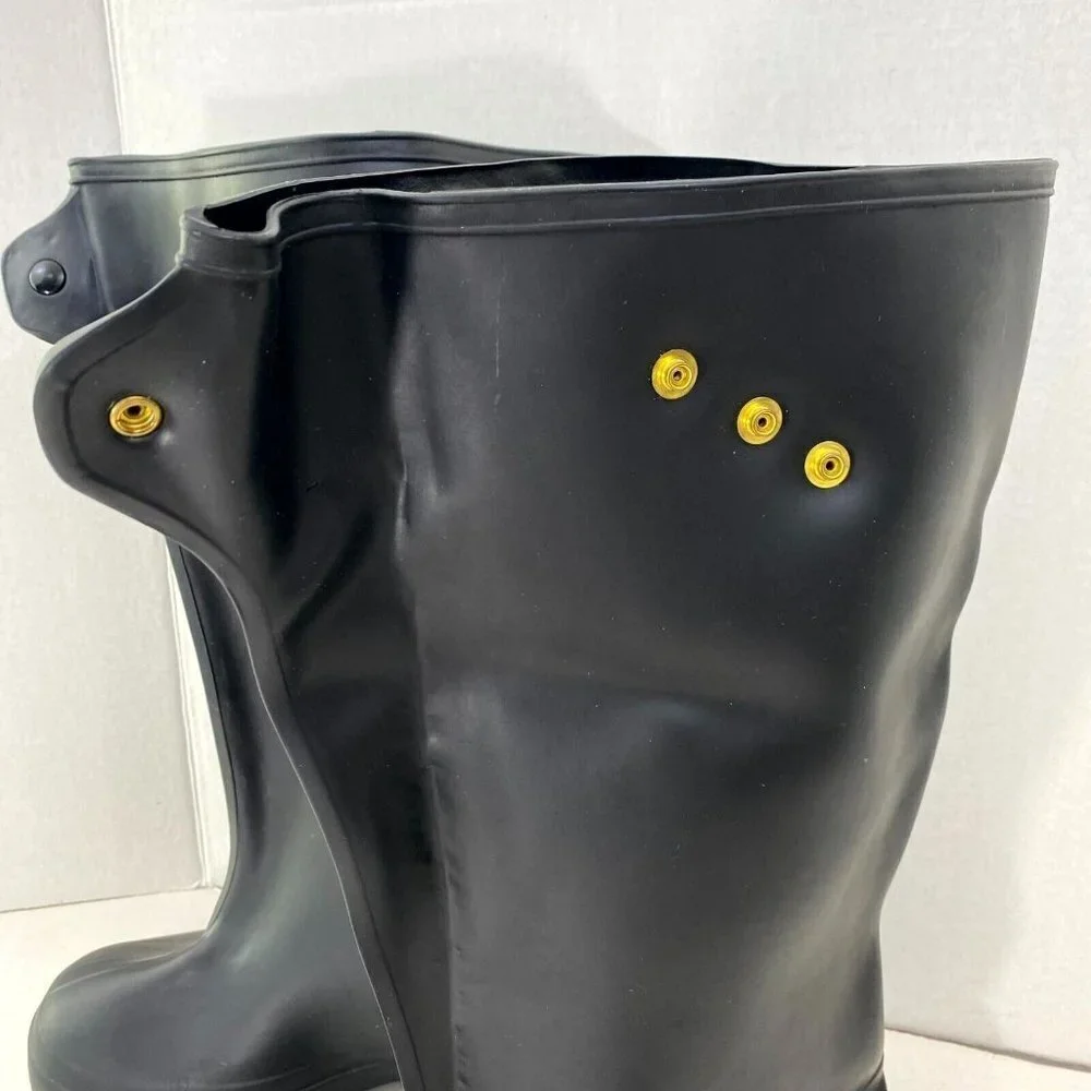 Waterproof Boot Covers Men's Size‎ 8 Black Snap Button Round Toe Knee High Rain